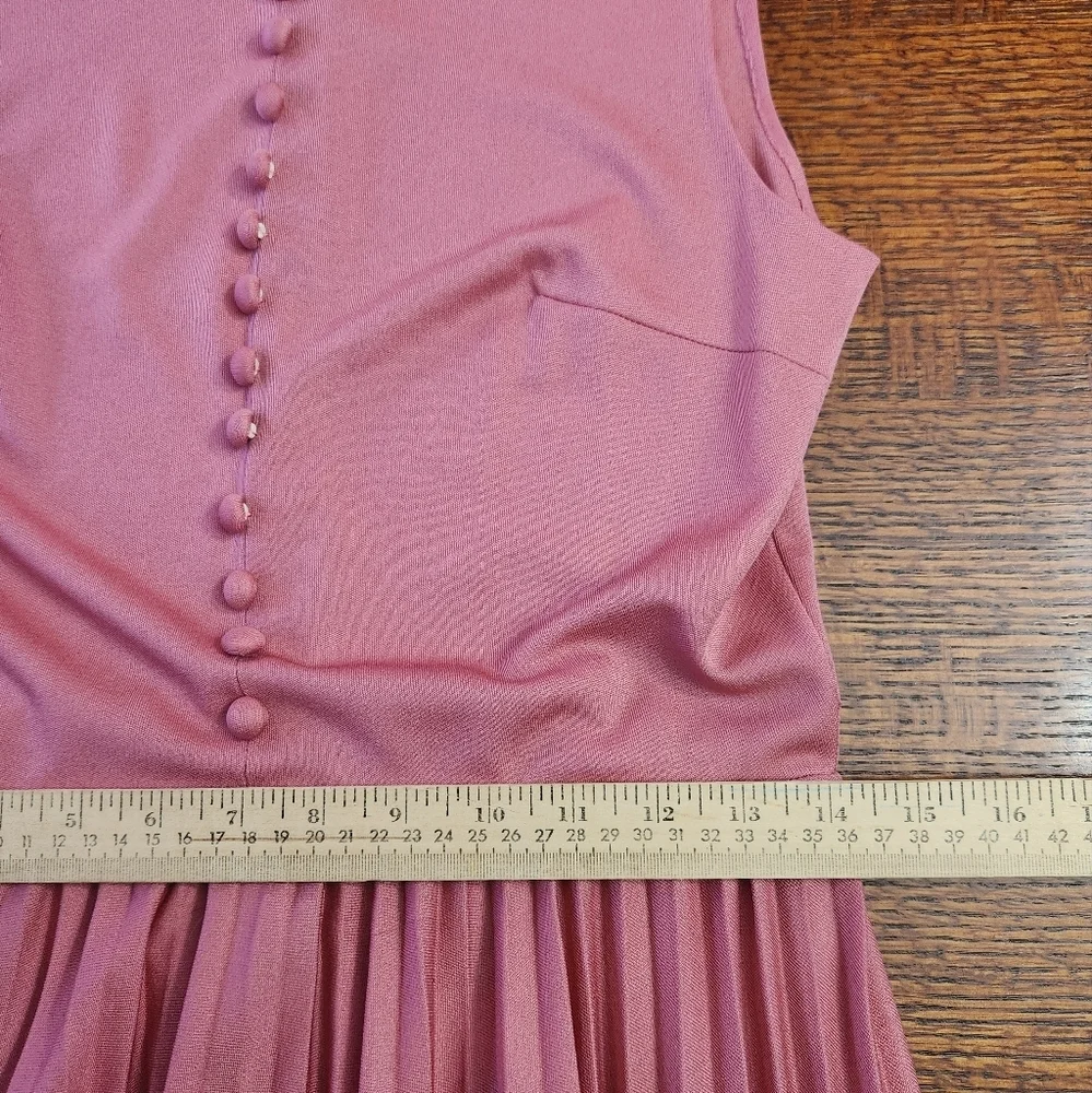 Vintage 70’s Bleeker Street pink sleeveless pleated maxi dress size Large - Picture 12 of 12